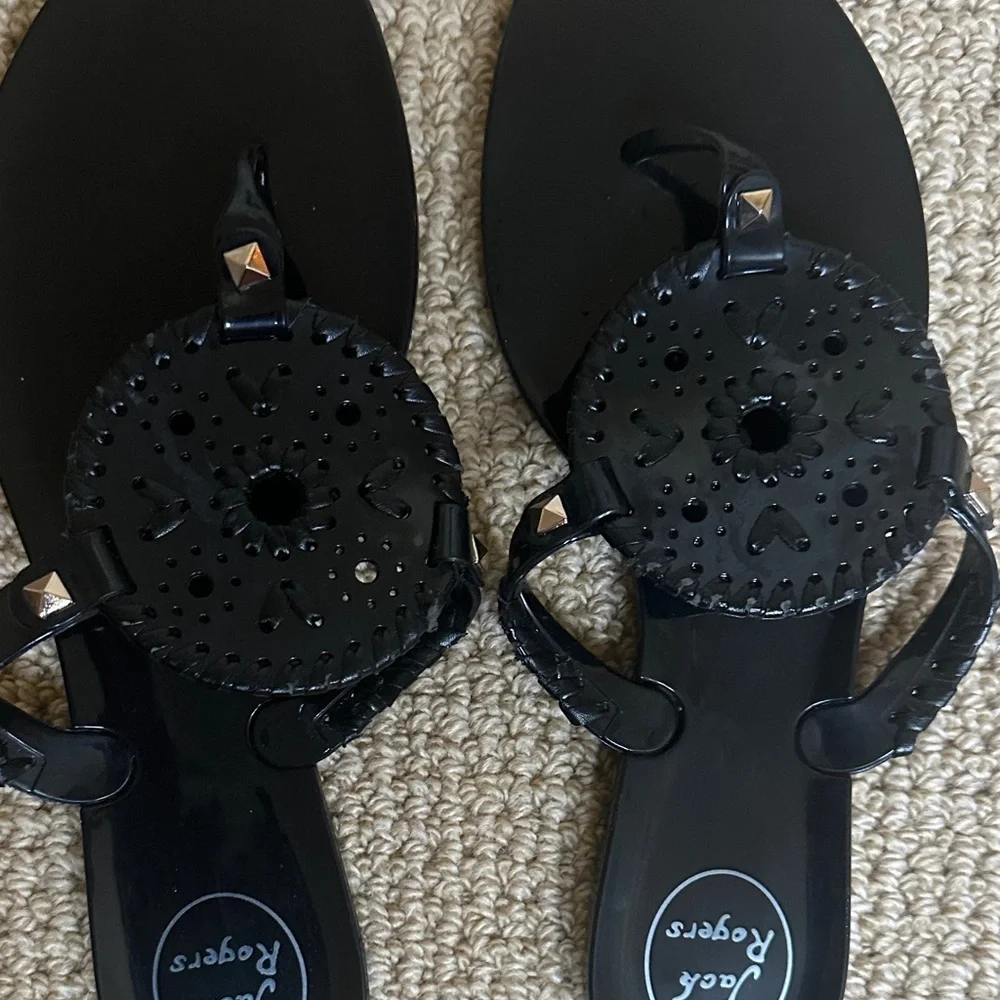 Jack Rogers Georgica Jelly Medallion Thong Sandals – Black, Sz 9 - Picture 3 of 5